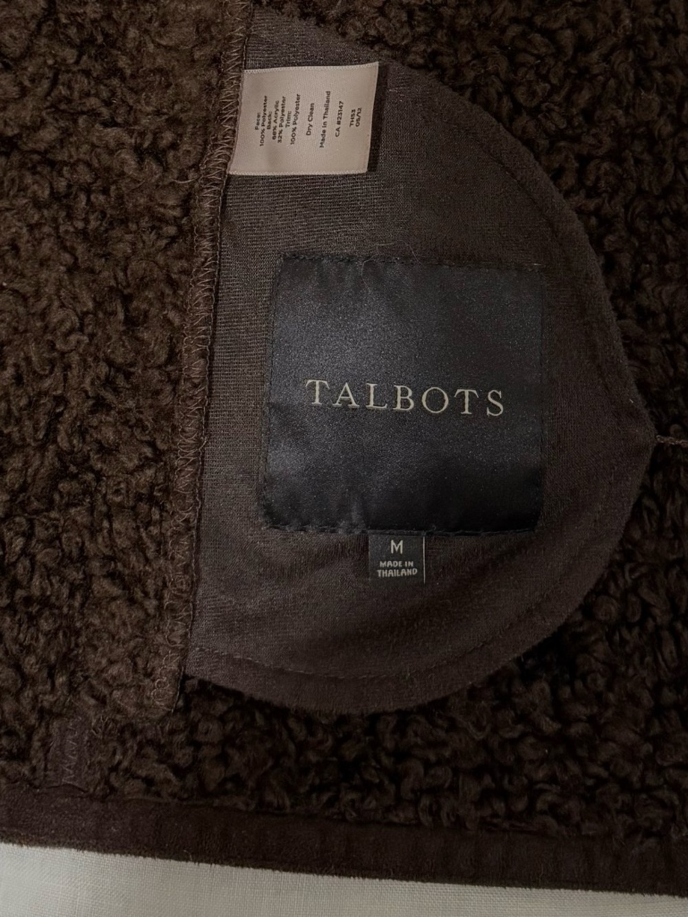 Talbots Dark Brown Faux-Suede Shearling-Trim Zip Vest - Picture 2 of 4